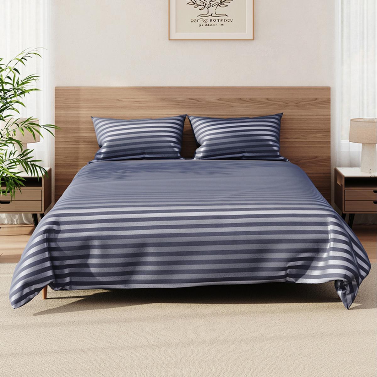 Striped Pattern Bedding Sheet Set - Silver-Grey / 0.78kg