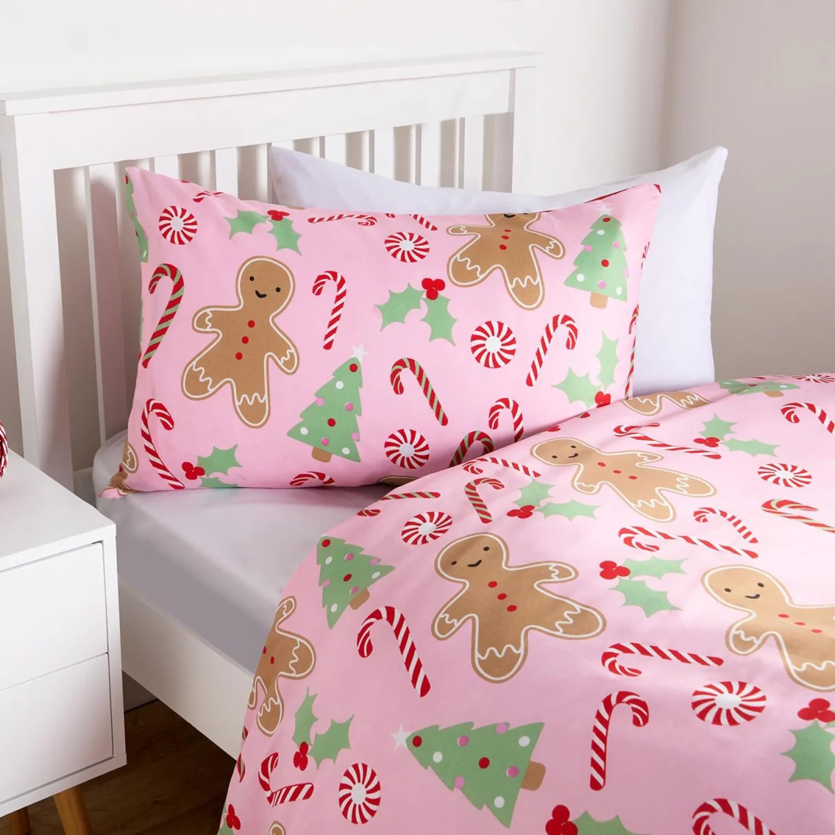 OHS Gingerbread Man Candy Cane Reversible Duvet Set - Pink / 0.6kg – image 4