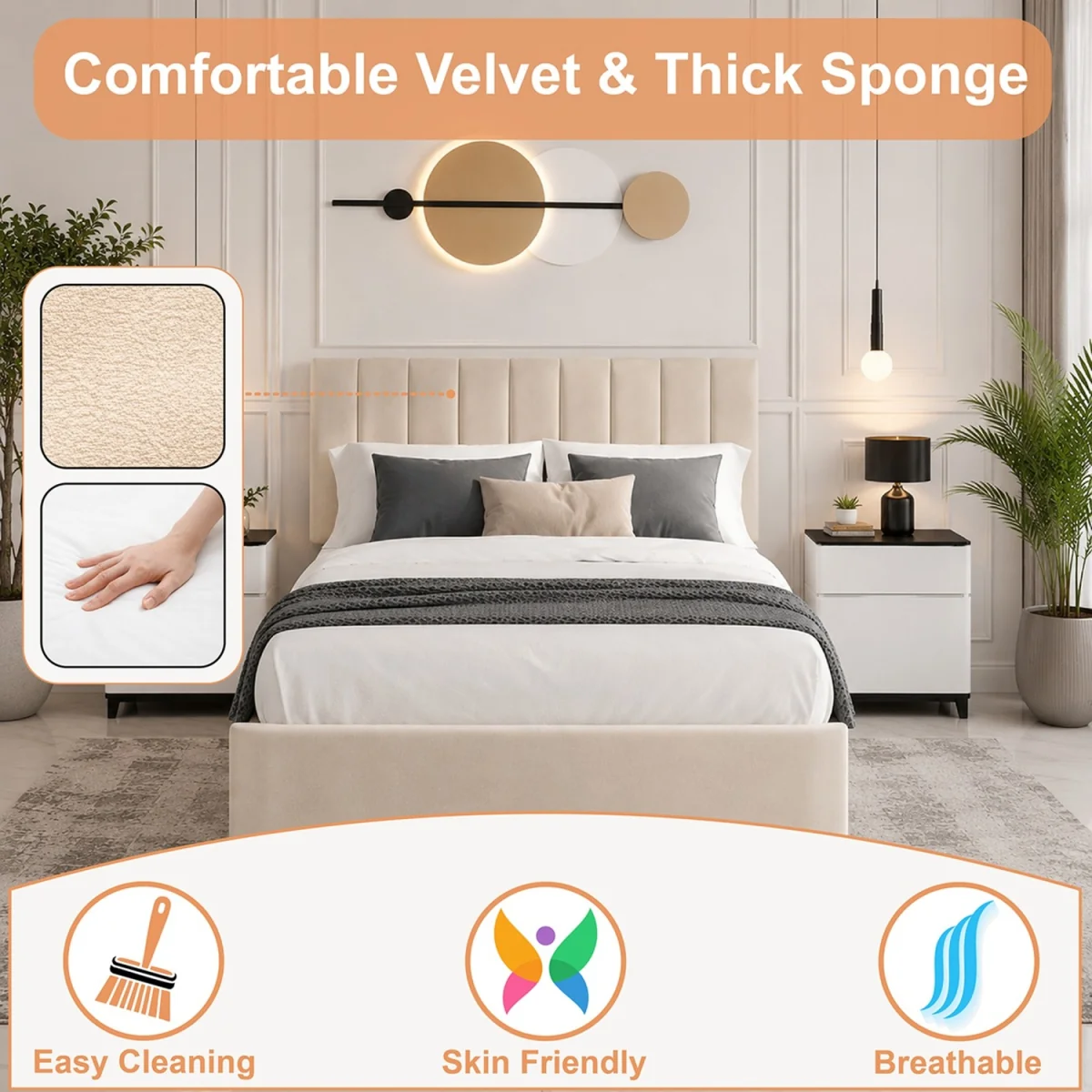 ORTHOPAEDIC DIVAN BED SET WITH MATTRESS AND Headboard Black - Black / Double – image 4