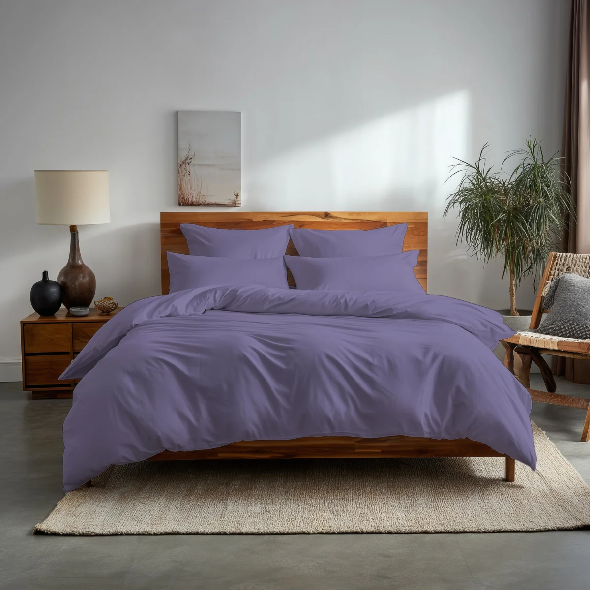 Plain Dyed Easy Care Polycotton Duvet Cover And Pillowcases Set Bed Linen - Lilac / Superking / 2.0kg – image 1