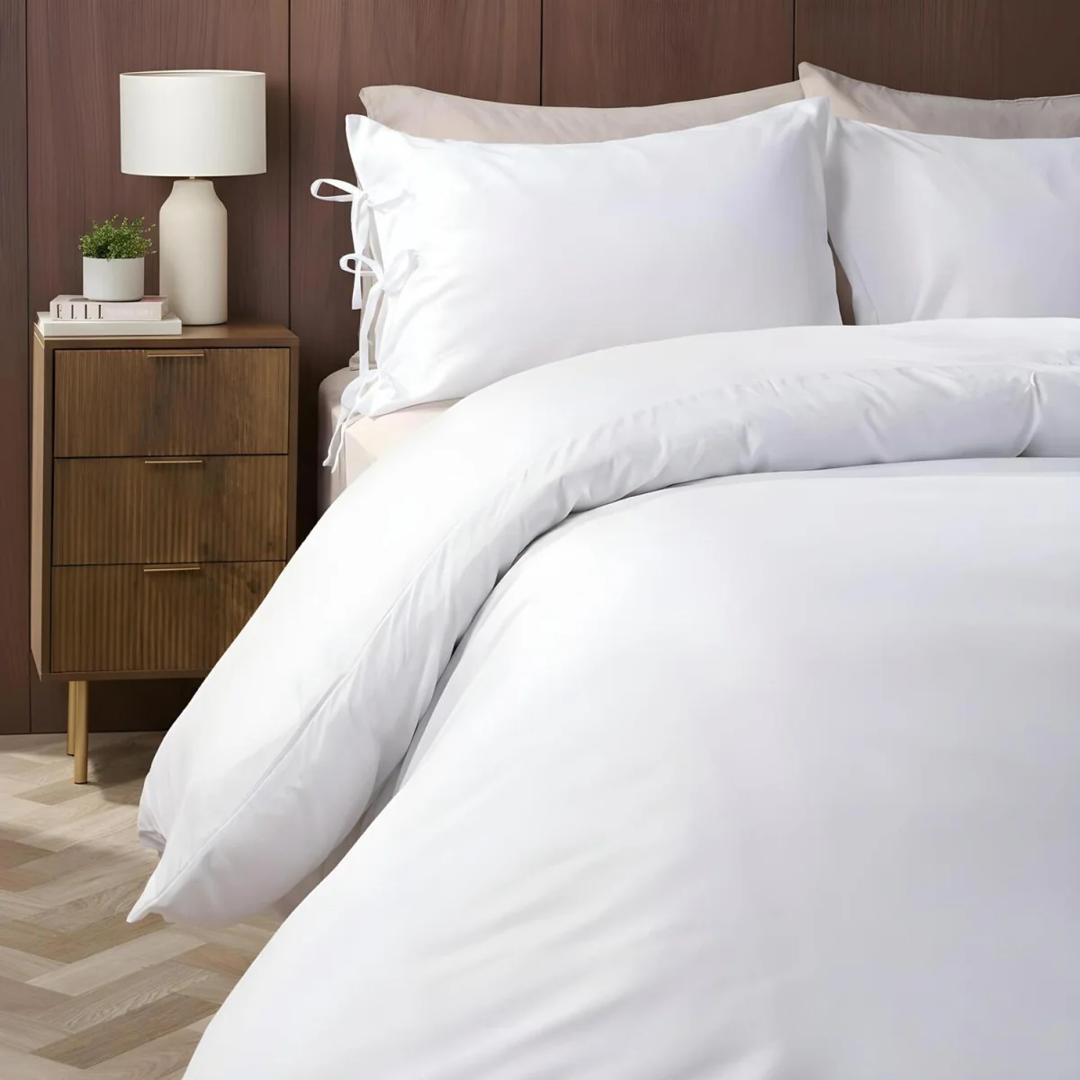 OHS Bow Tie Plain Dye Duvet Set - White / 0.94kg – image 2