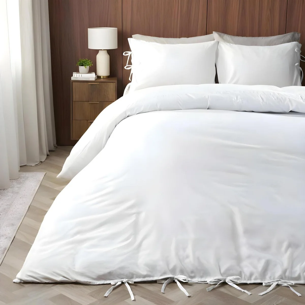 OHS Bow Tie Plain Dye Duvet Set - White / 0.94kg – image 4