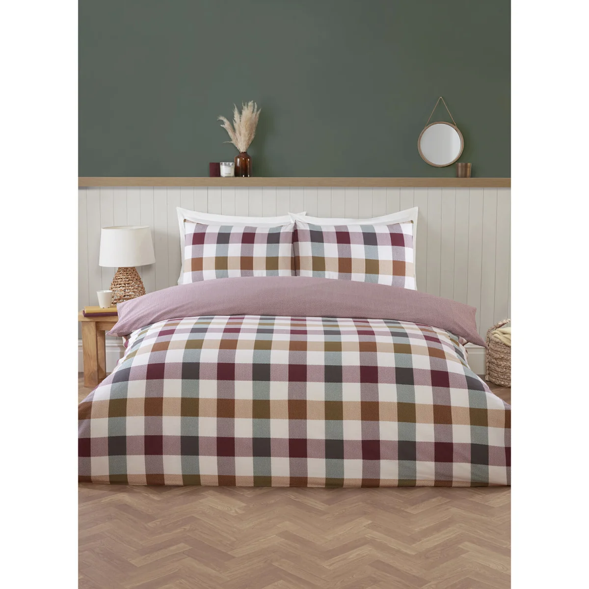 Skye Check Duvet Set - Burgundy / King