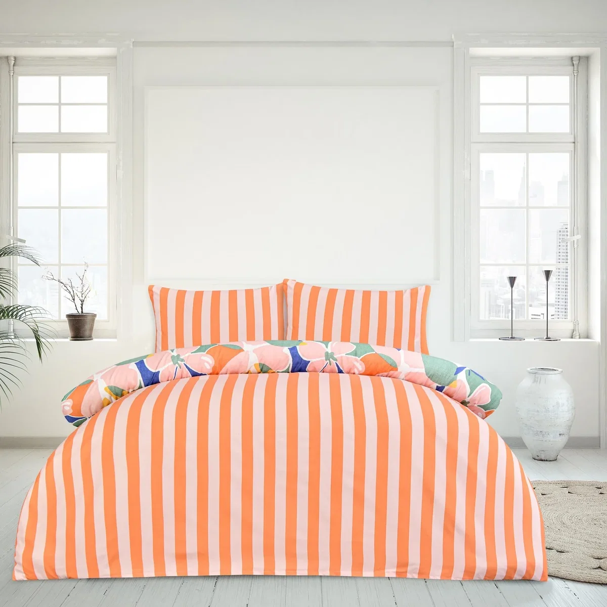 Luxury Super Soft Reversible Abstract Floral Duvet Cover With Pillowcase - Multi / 200cm – image 3