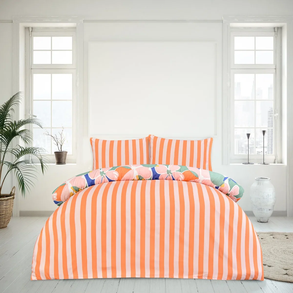 Luxury Super Soft Reversible Abstract Floral Duvet Cover With Pillowcase - Multi / 200cm – image 9