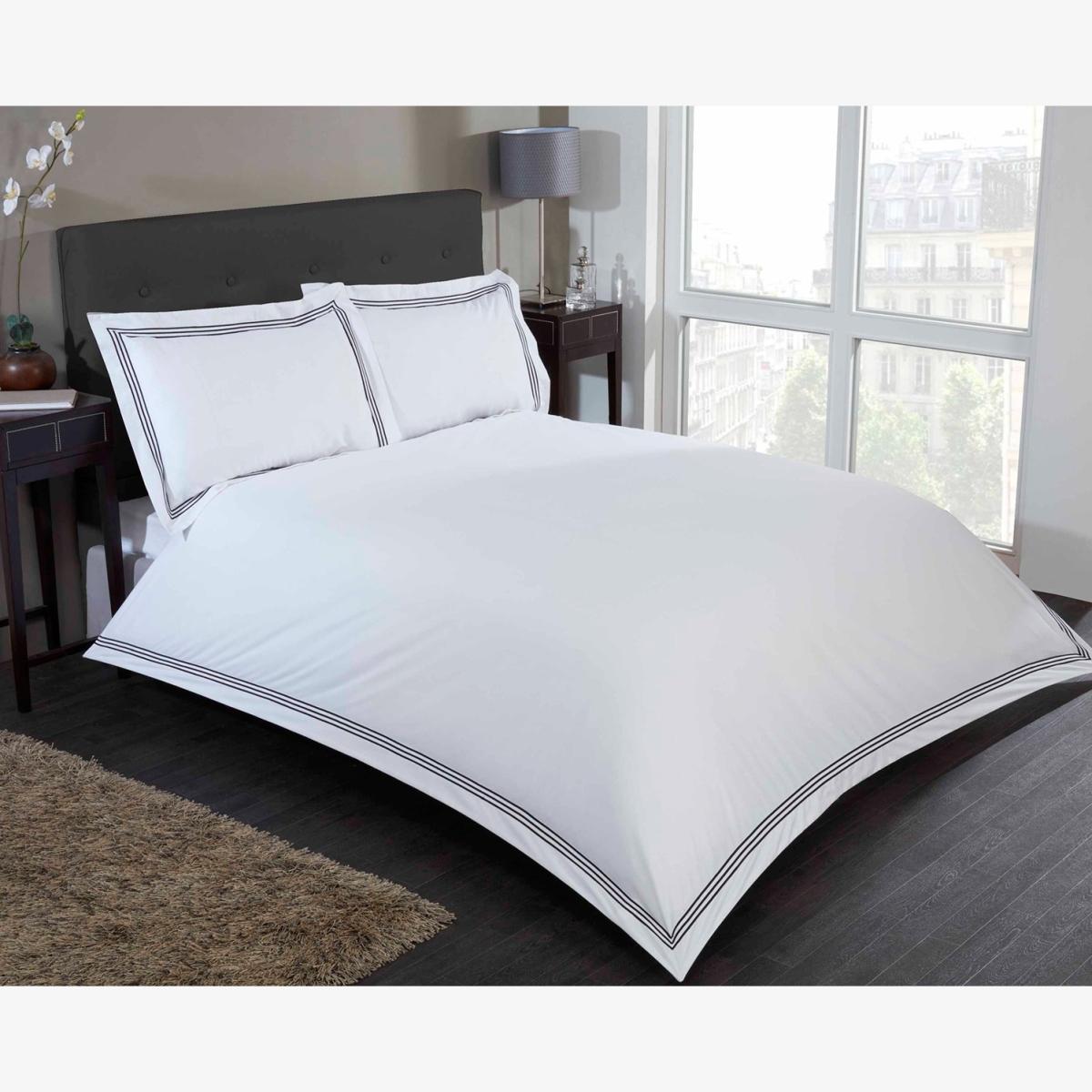 Mayfair Polycotton Embroidered Duvet Set With Pillowcase - Black / Single