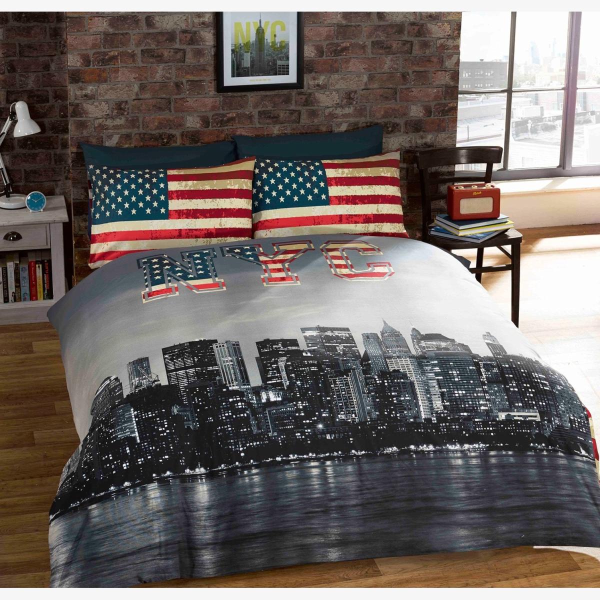 NYC Polycotton Duvet Set With Pillowcase - Multicolor / Single