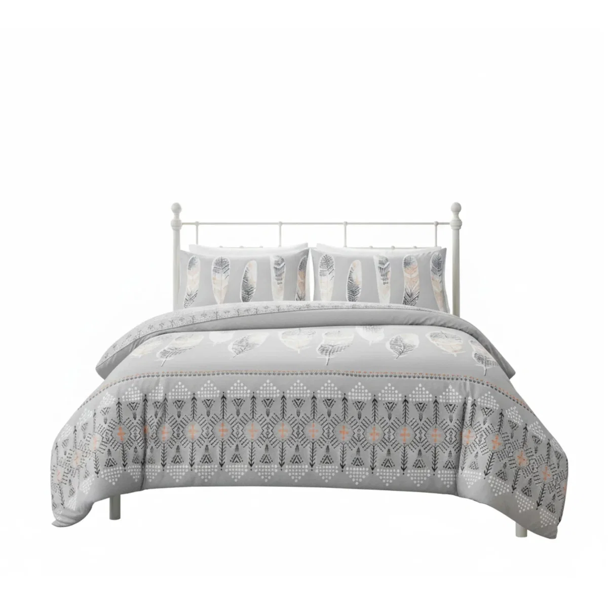 Modern Feather Design Duvet Set Elegant Cozy Bedding for Bedrooms - Grey / Double – image 2