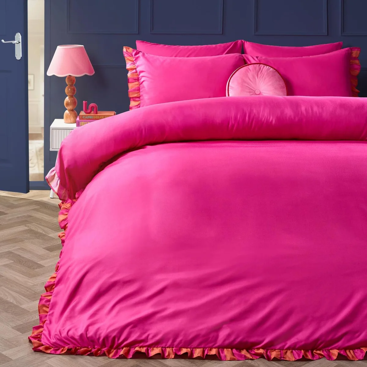 OHS Frill Edge Duvet Set - Hot Pink/Orange / 0.83kg – image 2
