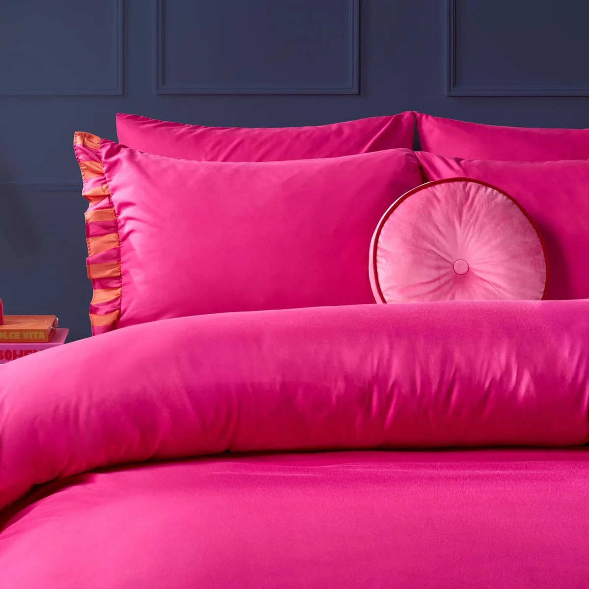 OHS Frill Edge Duvet Set - Hot Pink/Orange / 0.83kg – image 3