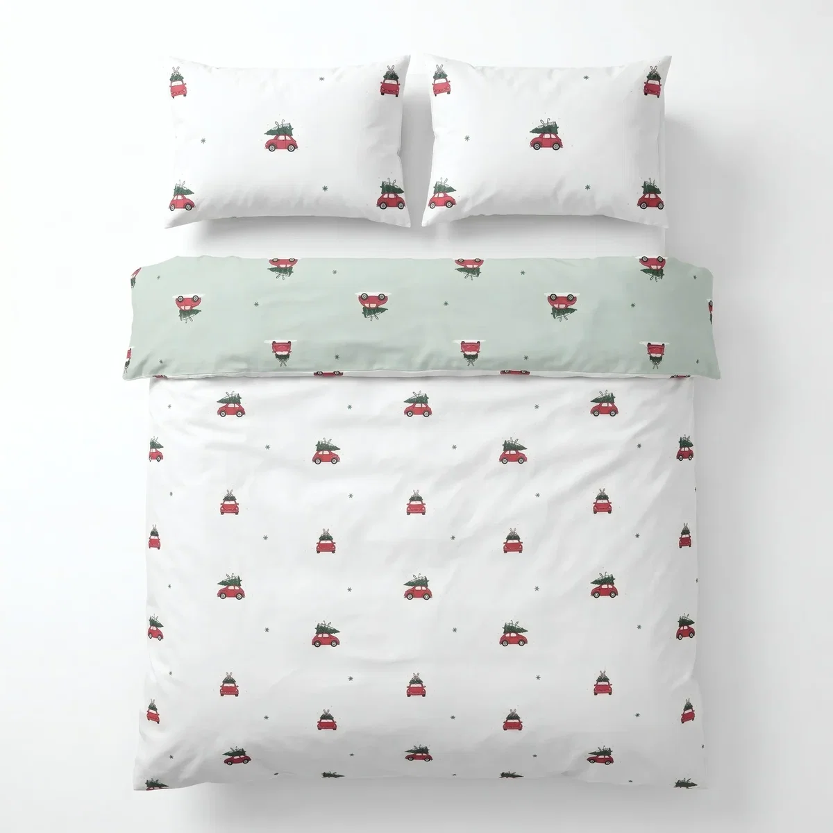 Driving Home Christmas Microfibre Reversible Duvet Cover Bedding Set - White – image 4