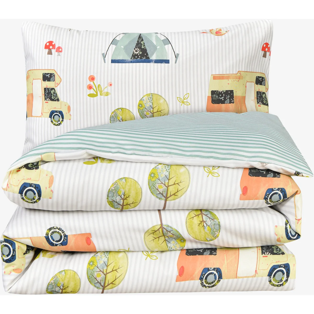 Luxury Soft Reversible Camping Retreat Duvet Cover and Pillowcases - Green – image 5