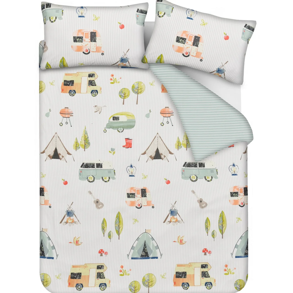 Luxury Soft Reversible Camping Retreat Duvet Cover and Pillowcases - Green – image 7