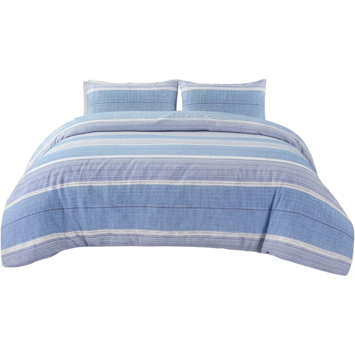 Snug City Duvet Cover And Pillowcase Set Black Stripe Monochrome Design Polycotton Bed Linen - Blue / Superking – image 2