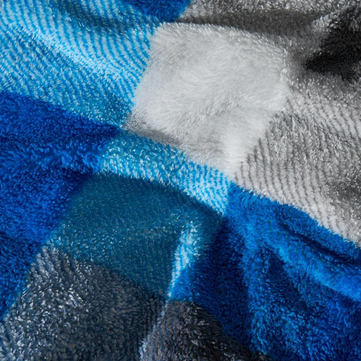 OHS Patchwork Check Teddy Duvet Set - Navy/Grey / 1kg – image 6