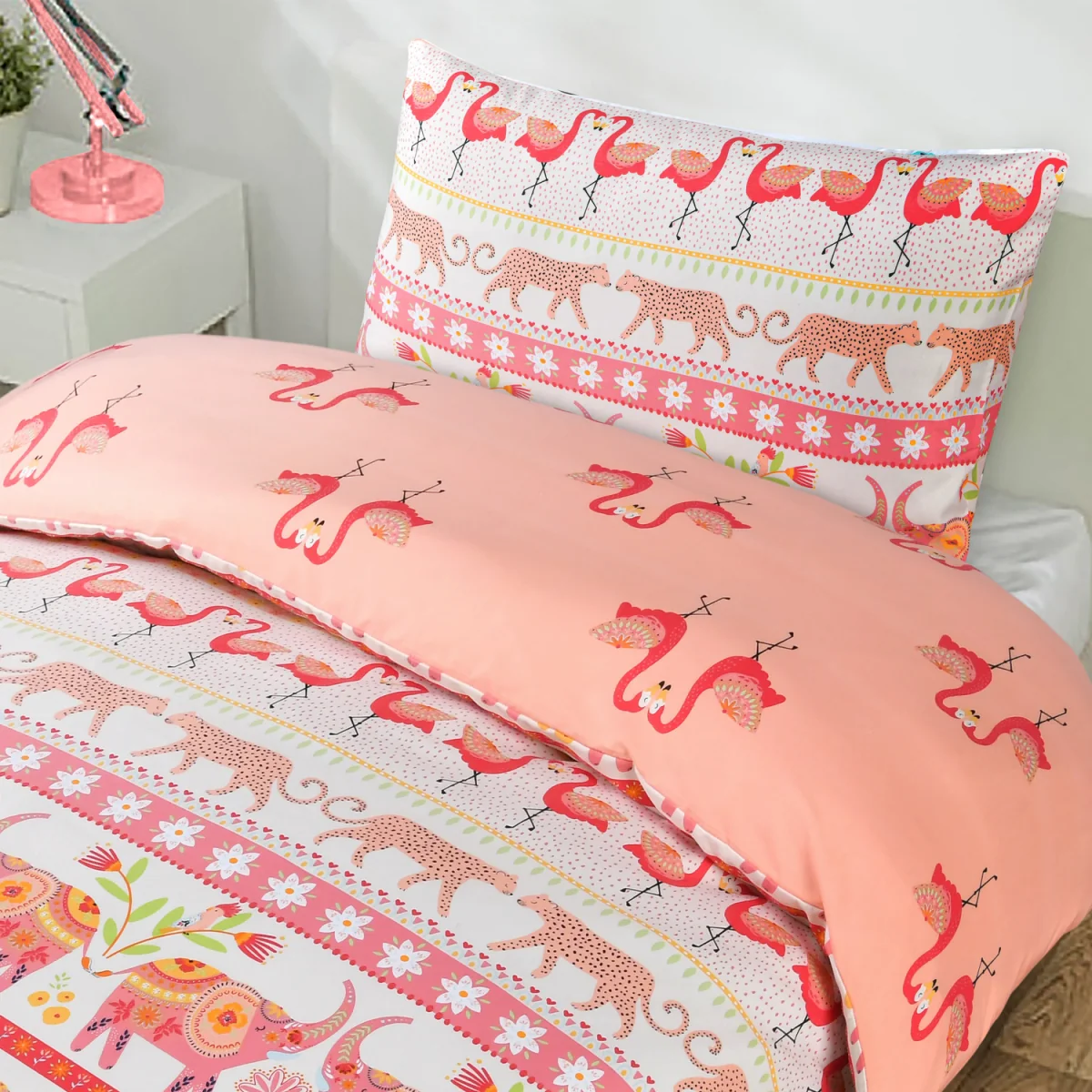 Luxury Super Soft Reversible Fashion Flamingo Duvet Set and Pillowcases - Multi – image 2