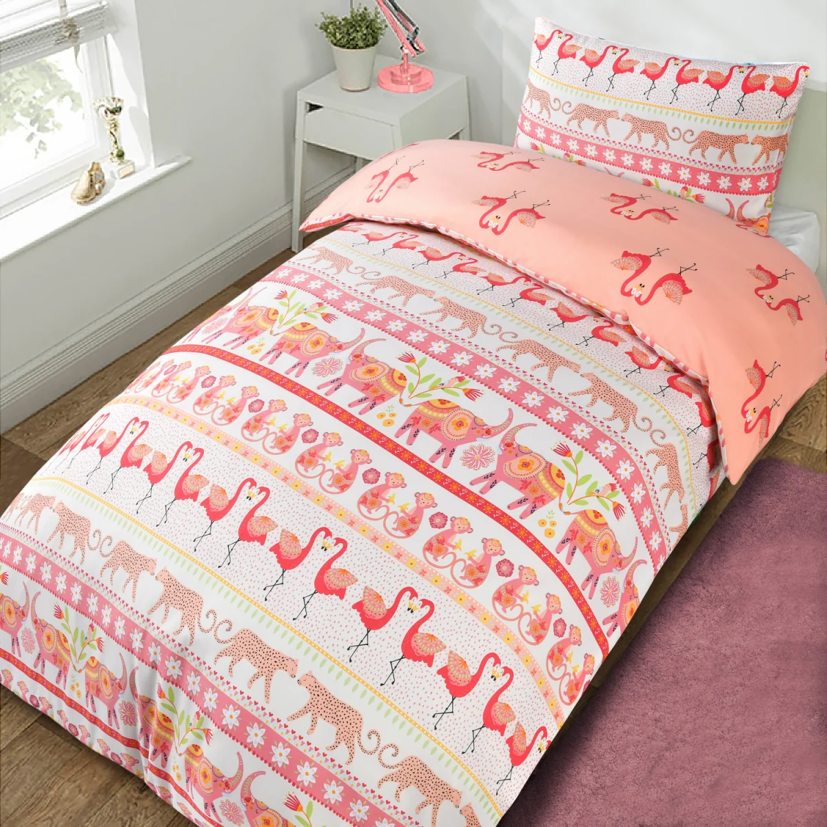 Luxury Super Soft Reversible Fashion Flamingo Duvet Set and Pillowcases - Multi – image 7