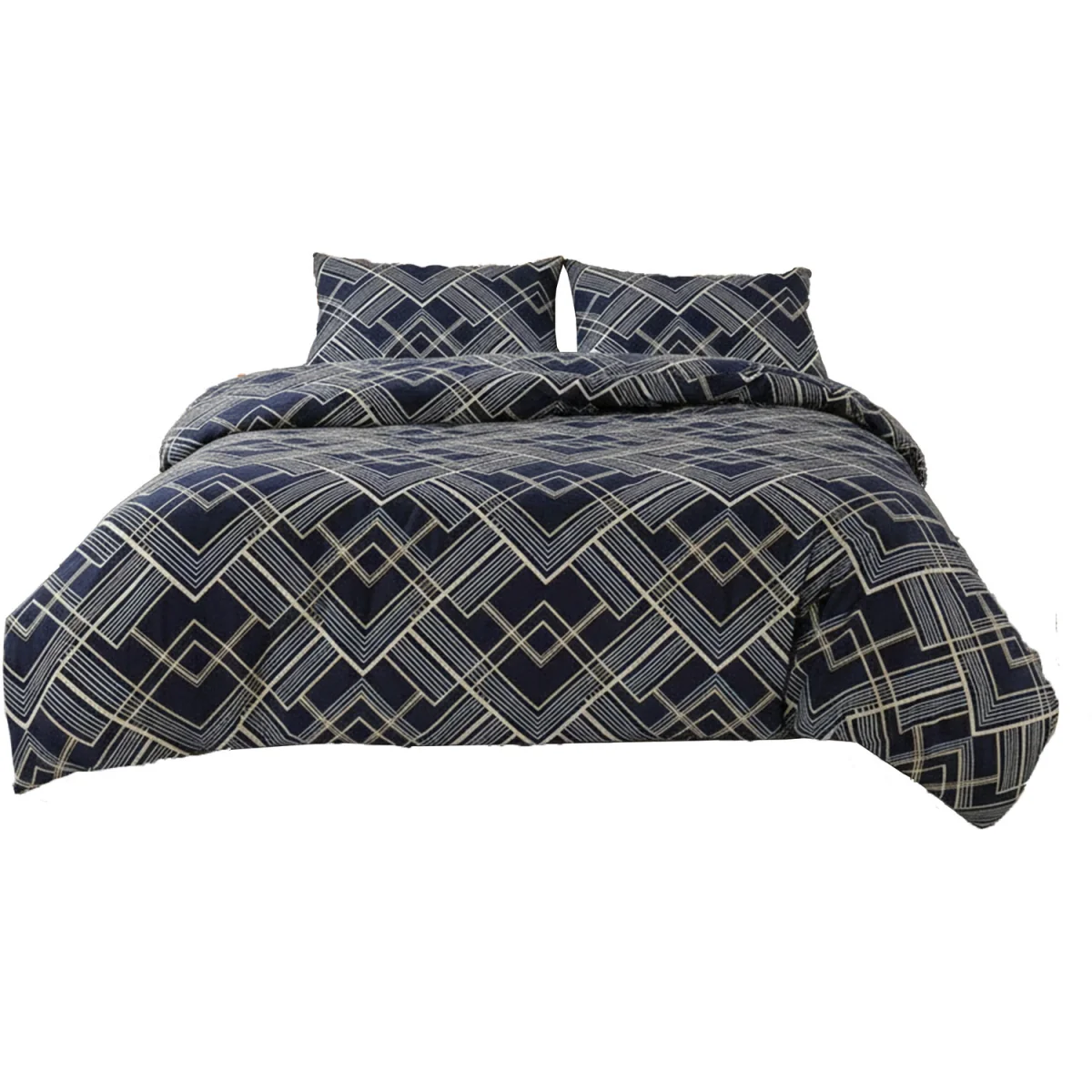 Geometric Zig Zag Print Duvet Cover Stylish Durable Bedding Set for Home - Grey / Double – image 2