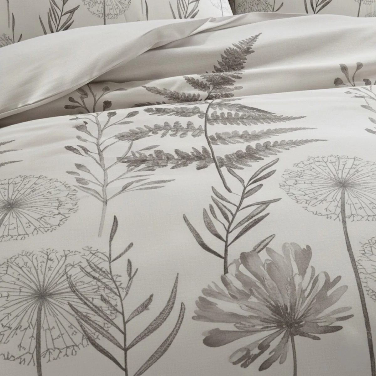 Dandelion Floral Botanical Bedding Duvet Cover And Pillowcase Set - White / Double – image 2