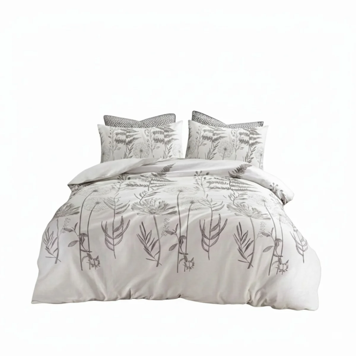 Dandelion Floral Botanical Bedding Duvet Cover And Pillowcase Set - White / Double – image 3