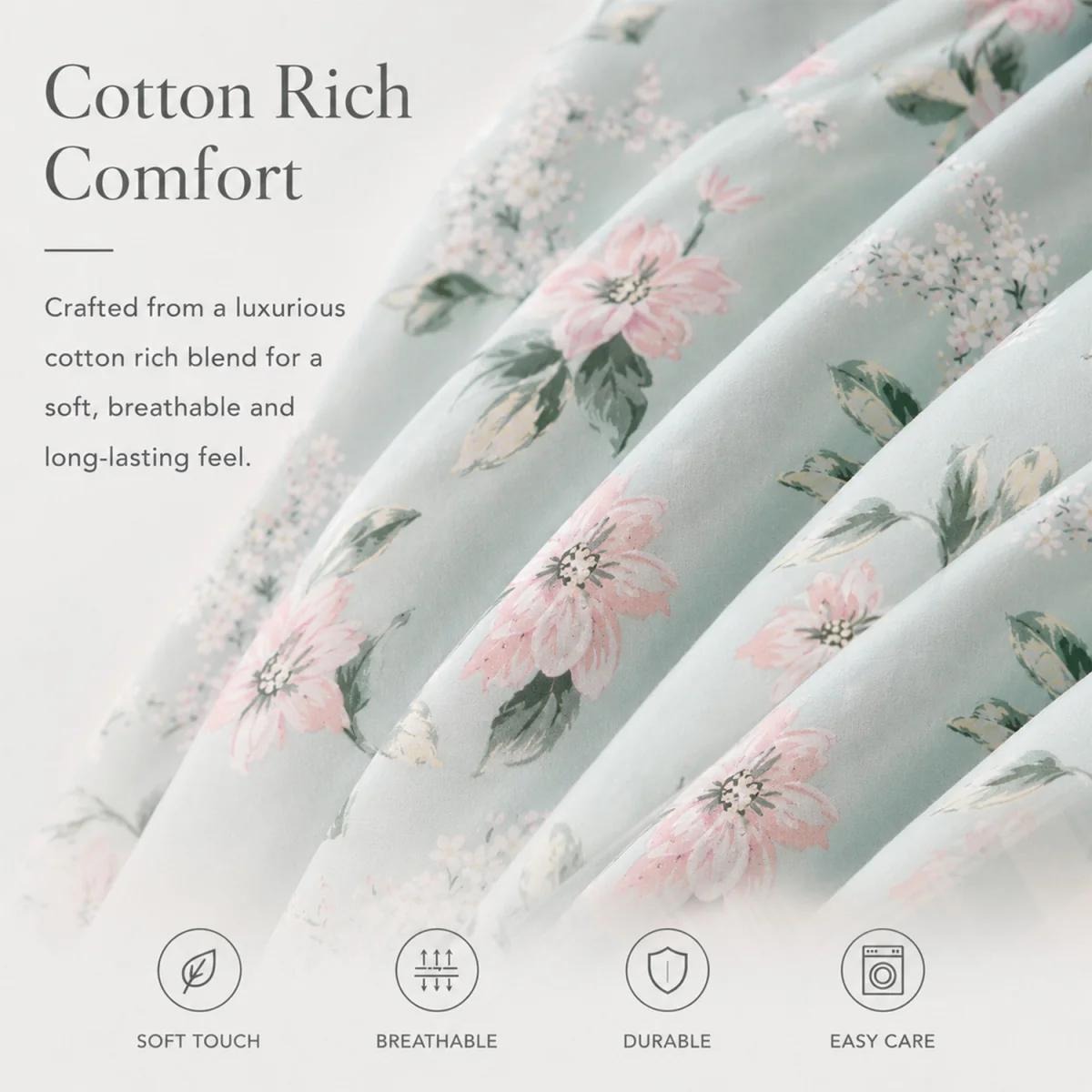 Soft Easy Care Bedding with Pink Blossom Print - Pink – image 3