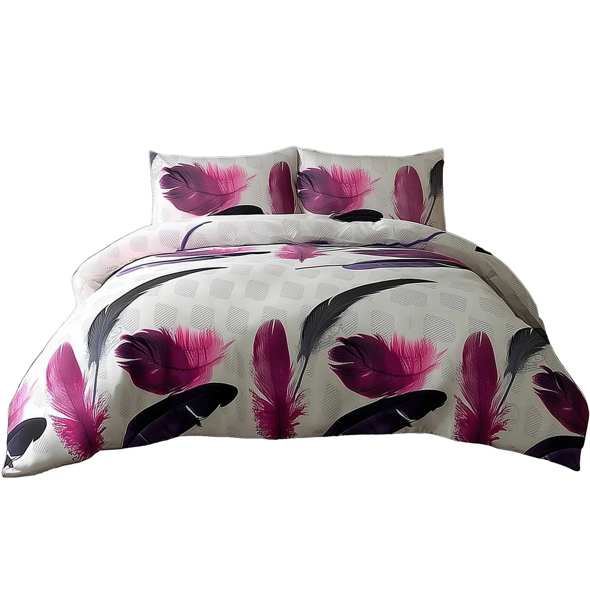Duvet Cover And Pillowcase Set White Leaf Print Design Polycotton Bed Linen - White / Single – image 2
