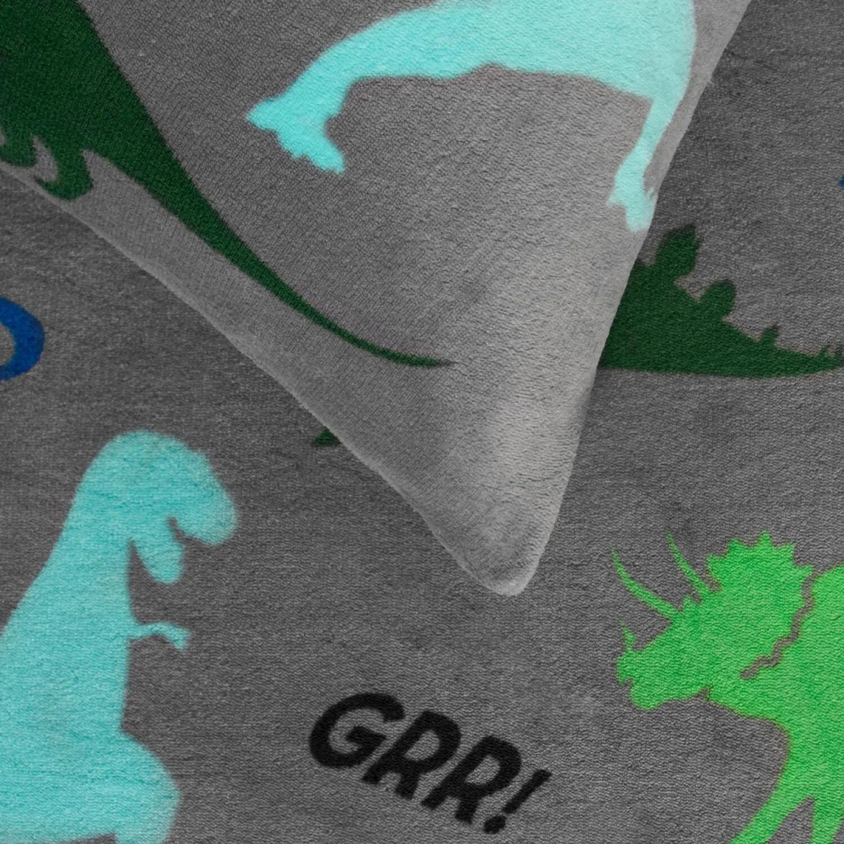 OHS Dino Print Fleece Duvet Set - Grey / Single – image 1