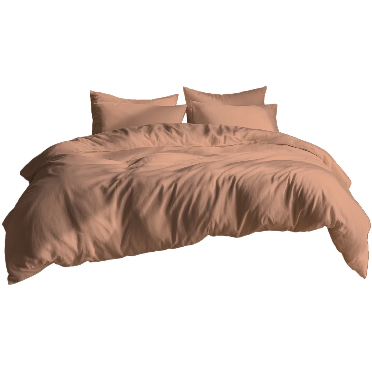 Plain Dyed Easy Care Polycotton Duvet Cover And Pillowcases Set Bed Linen - Peach / Superking / 2.0kg – image 2