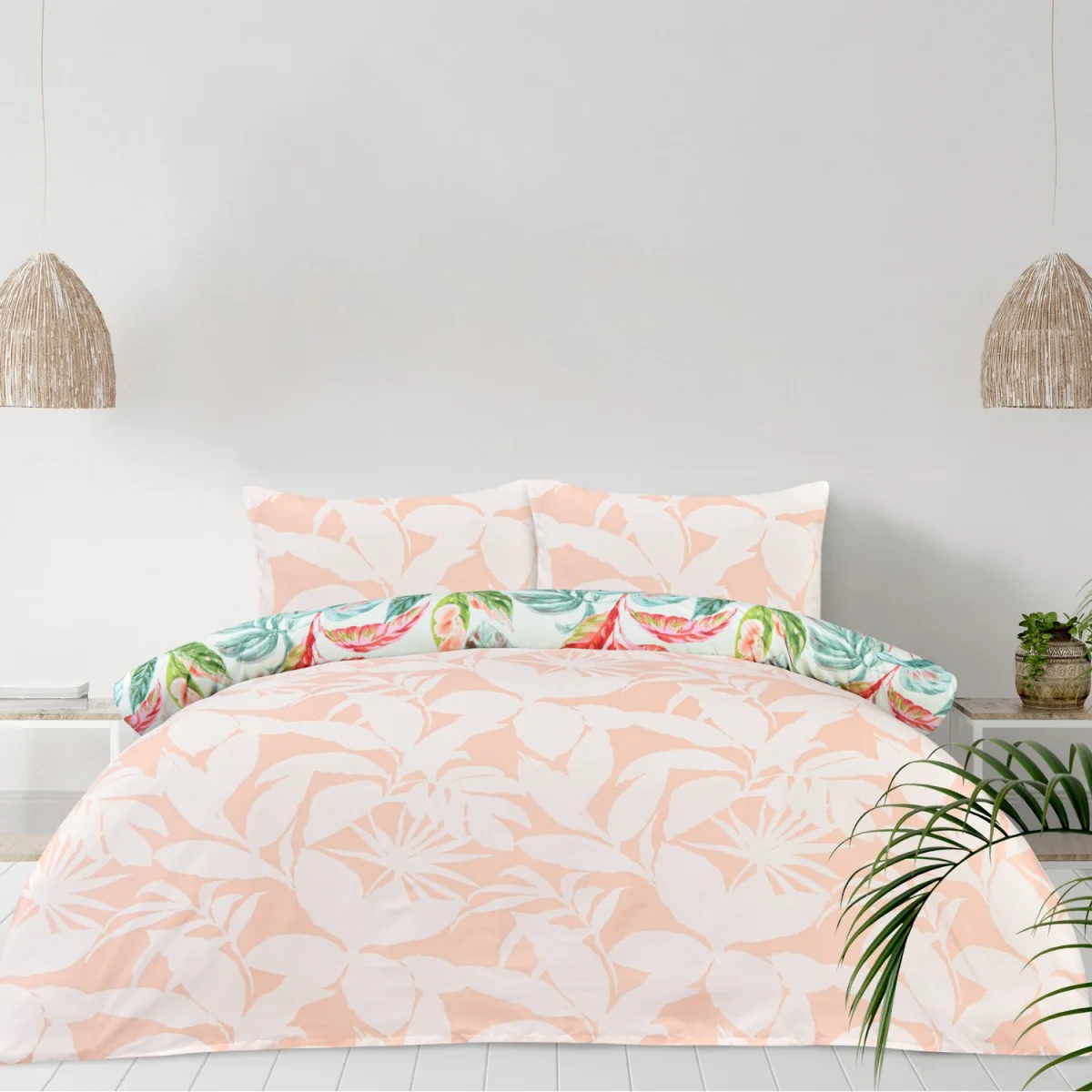 Luxury Super Soft Reversible Exotic Palms Duvet Cover with Pillowcase - Multi / Double – image 2