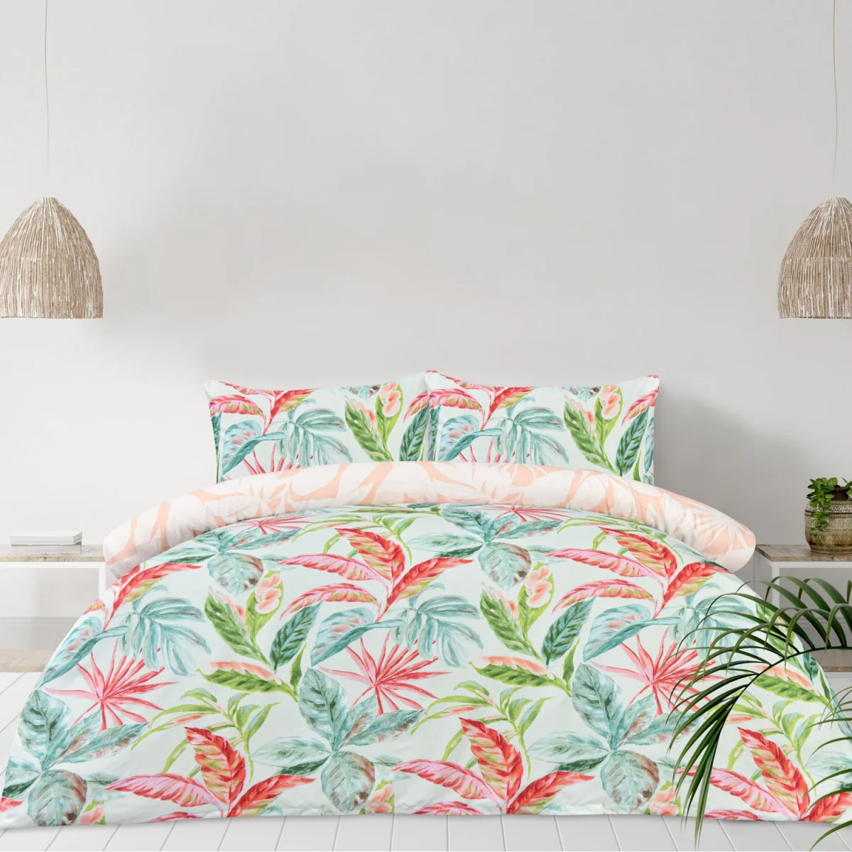 Luxury Super Soft Reversible Exotic Palms Duvet Cover with Pillowcase - Multi / Double – image 1