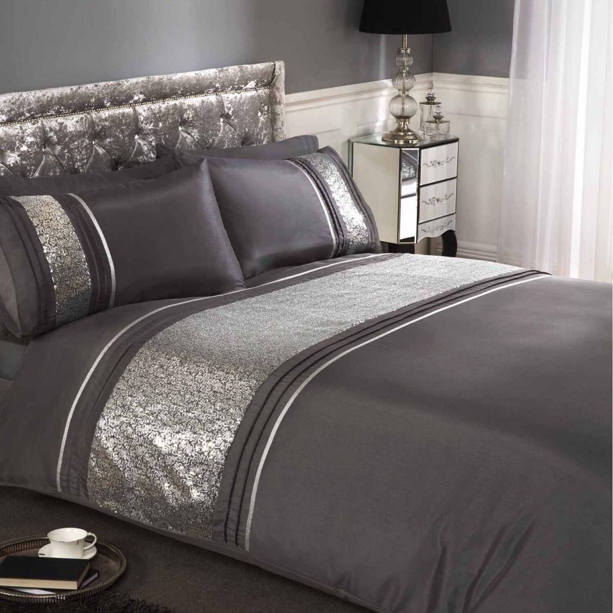 Ritz Polycotton Duvet Set With Pillowcase - Silver / King