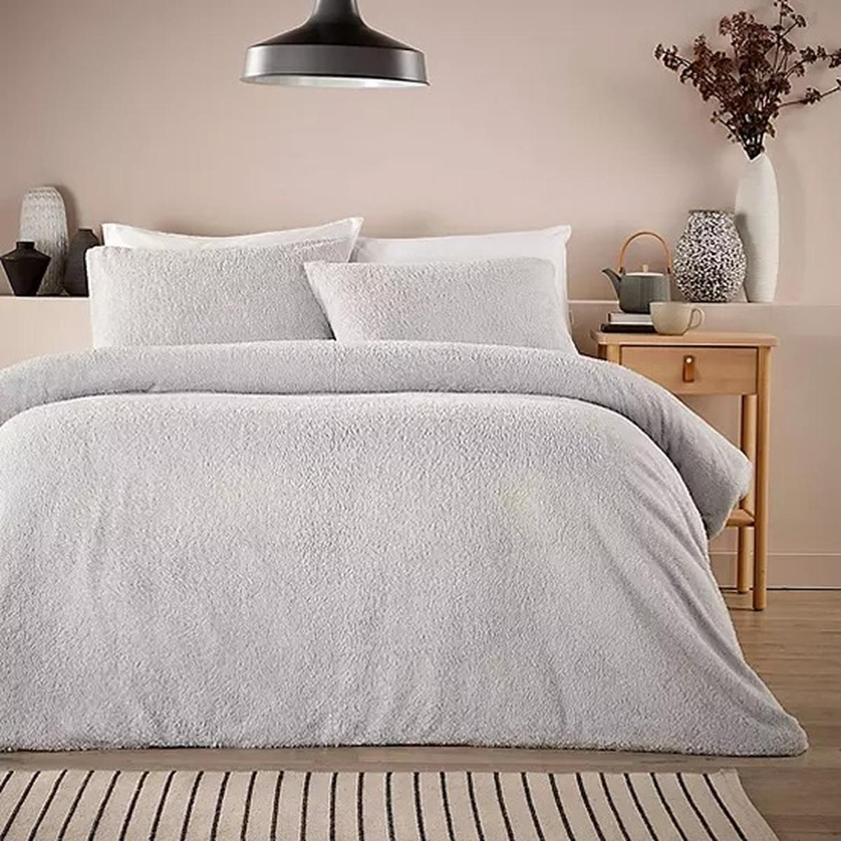 Fleece Essentials Quilt Cover Set - Grey / King