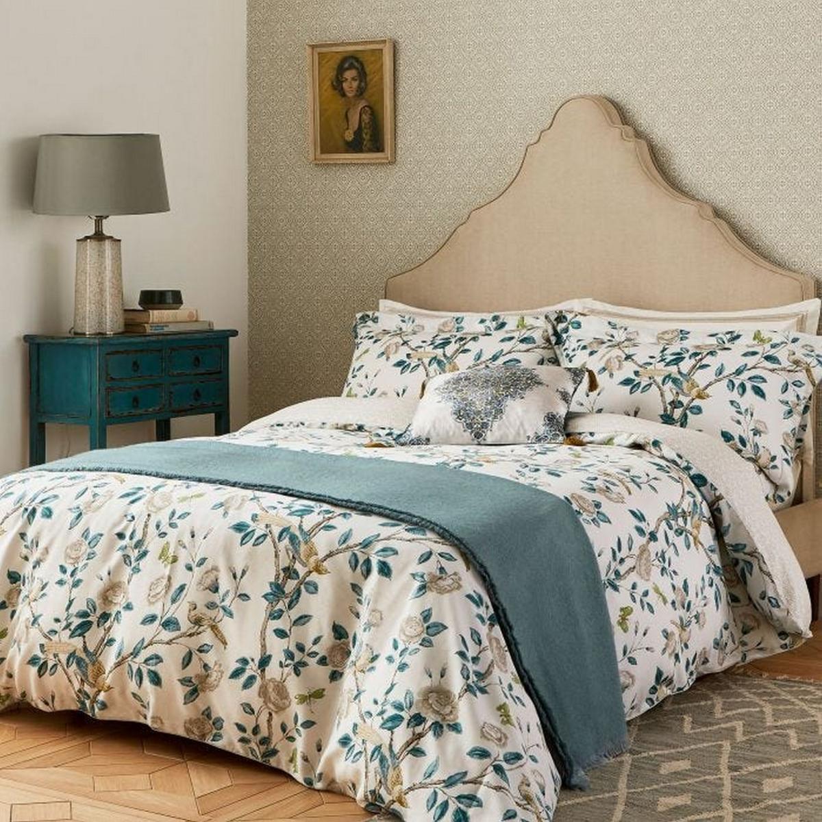 Andhara Designer Bedding and Pillowcase By Sanderson in Teal Cream – image 1