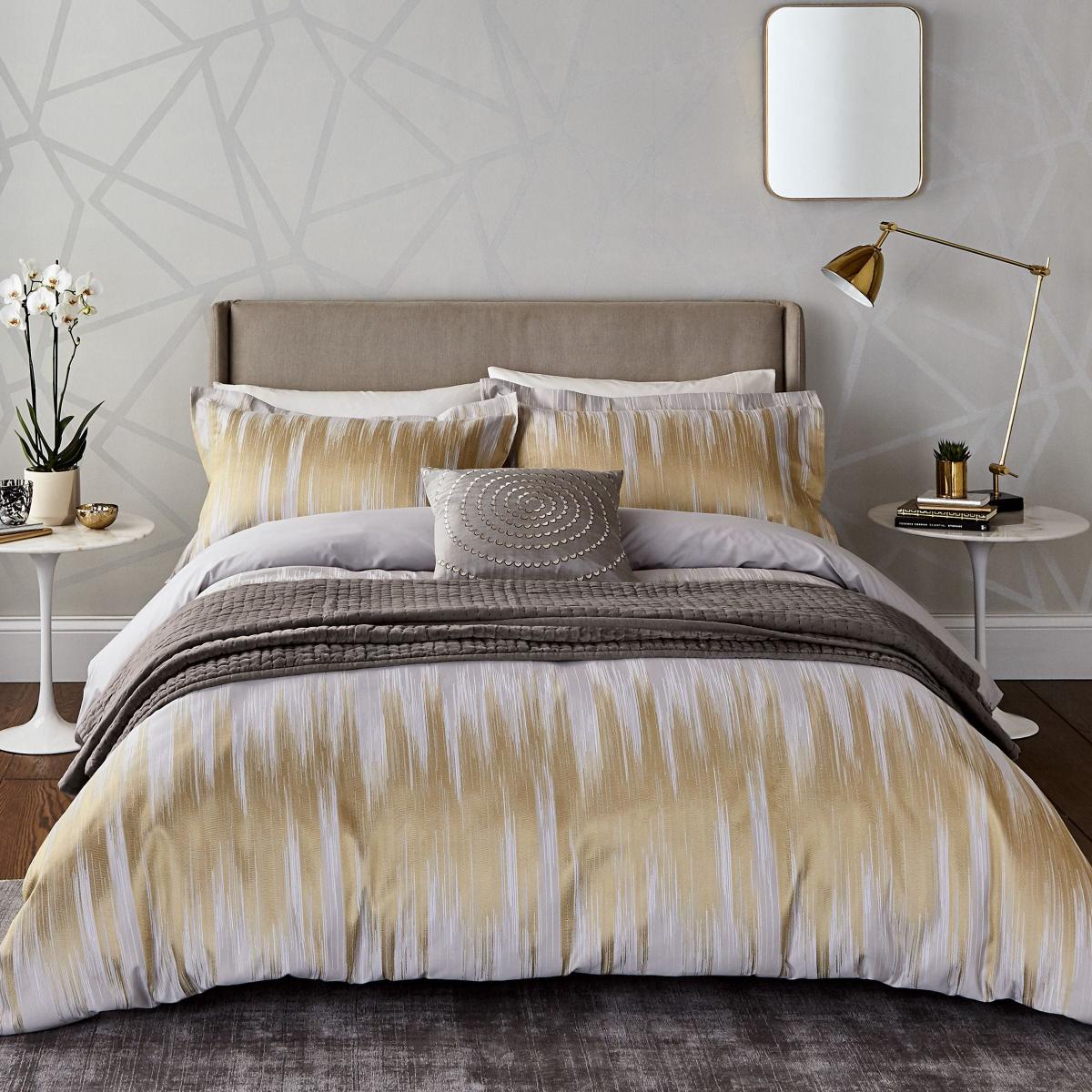Motion Ikat Stripe Bedding By Harlequin in Ochre Yellow – image 1