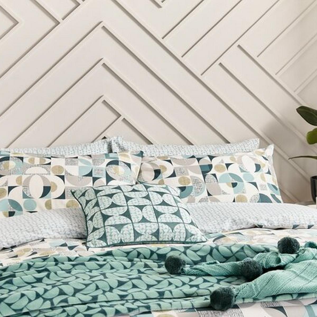 Tolka Geometric Bedding by Helena Springfield in Teal green – image 2