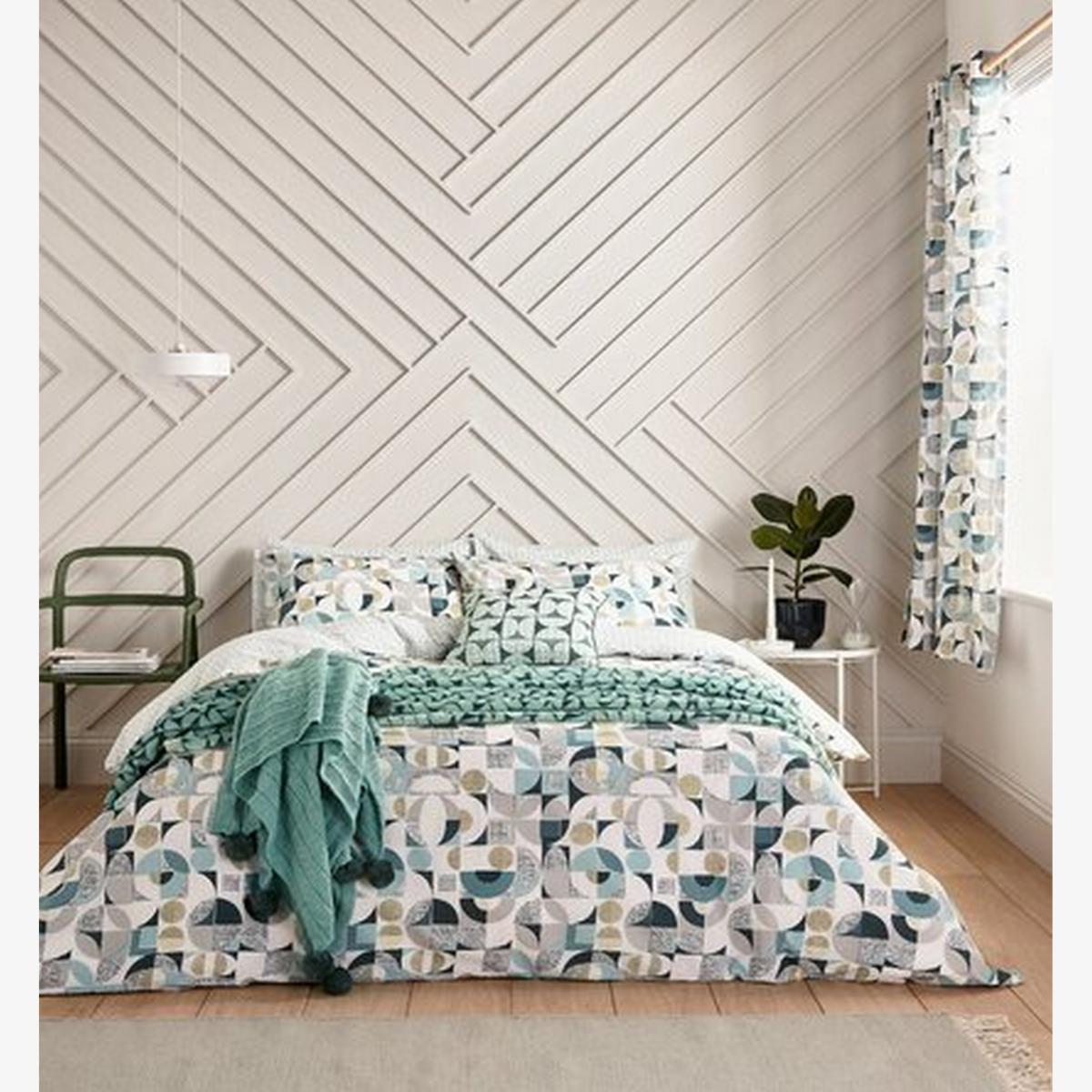 Tolka Geometric Bedding by Helena Springfield in Teal green – image 1