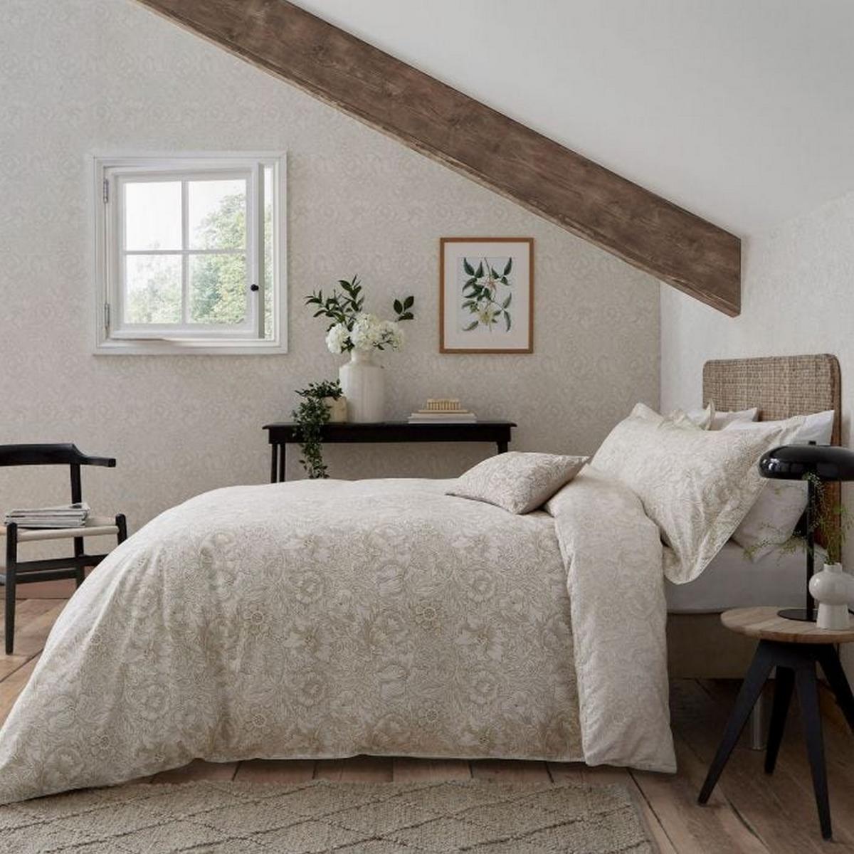 Pure Poppy Bedding and Pillowcase By Morris & Co in Ecru Beige – image 2
