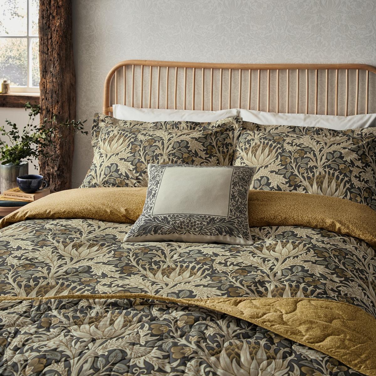 Artichoke Bedding in Charcoal And Mustard Yellow by Morris & Co – image 2