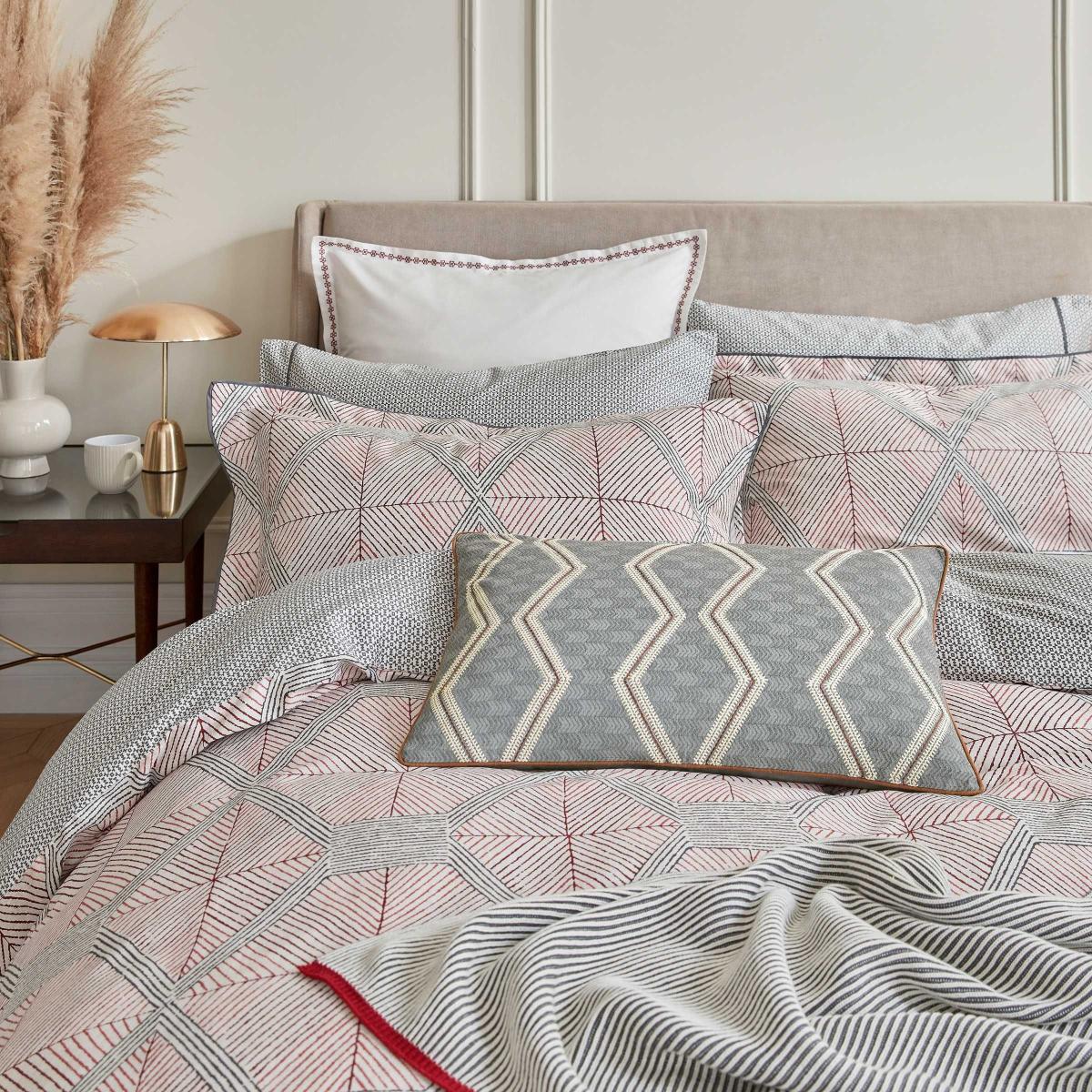 Senko Geometric Stripe Cotton Bamboo Bedding in Sienna Brown – image 1