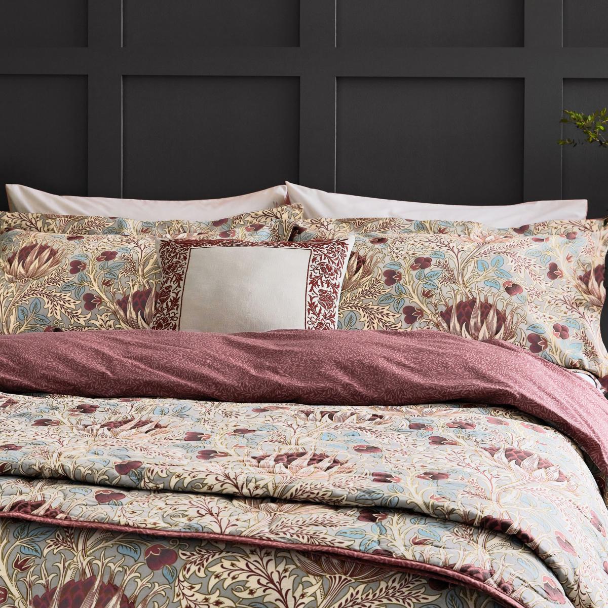Artichoke Bedding in Grey And Wine Red by Morris & Co – image 2