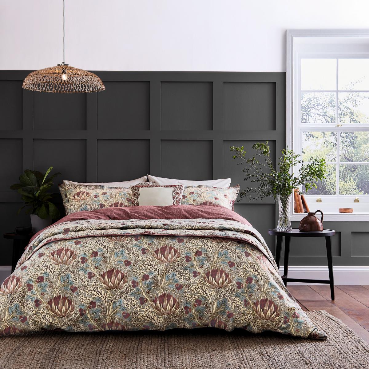 Artichoke Bedding in Grey And Wine Red by Morris & Co – image 1