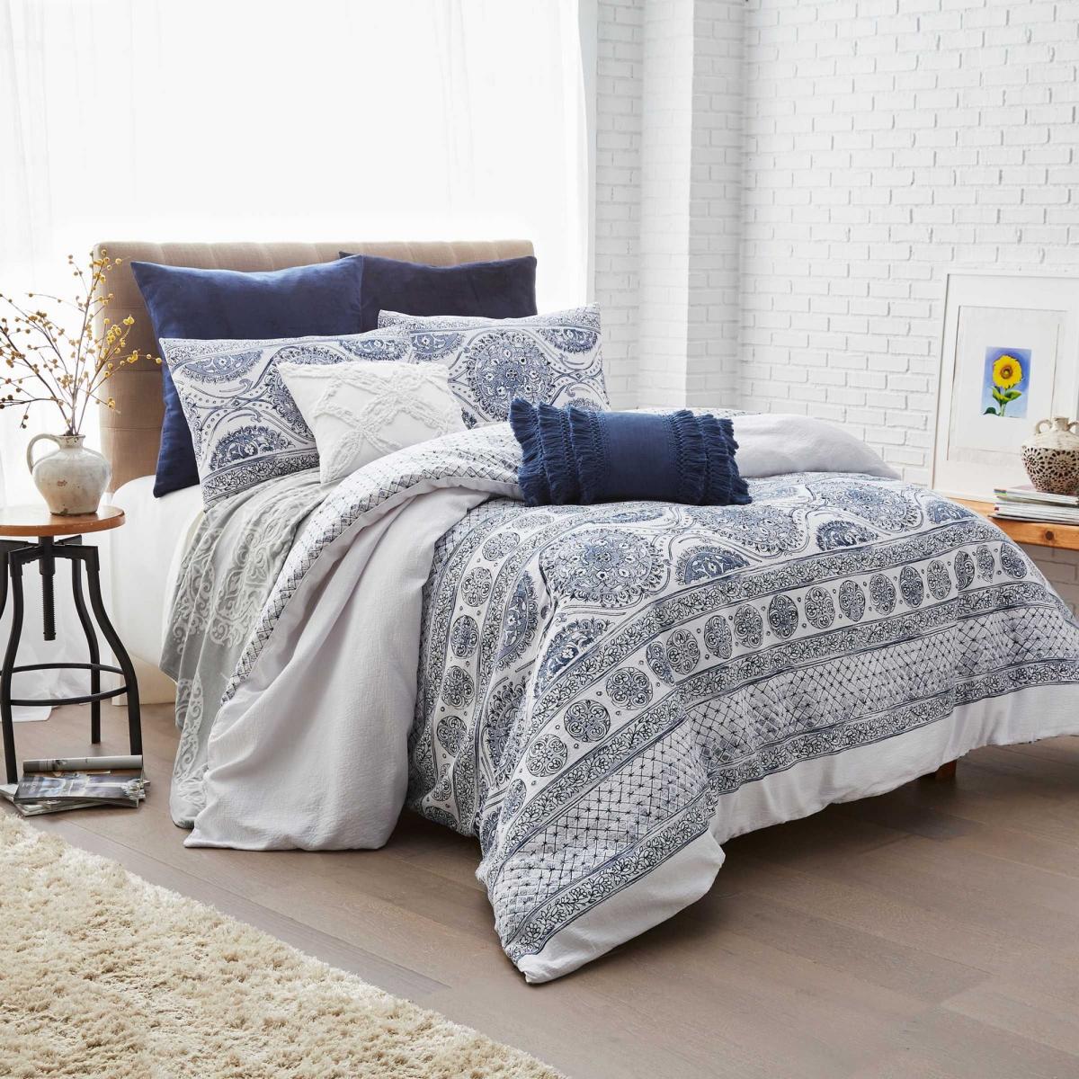 Matelasse Medallion Bedding and Pillowcase By Peri Home in Blue – image 1