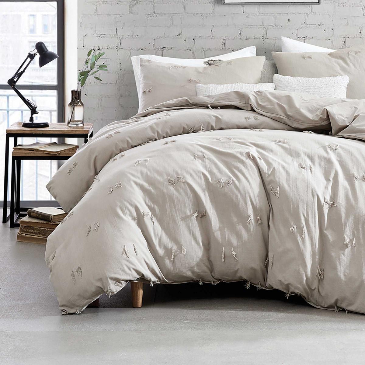Textured Fringe Cotton Bedding by DKNY in Grey – image 2