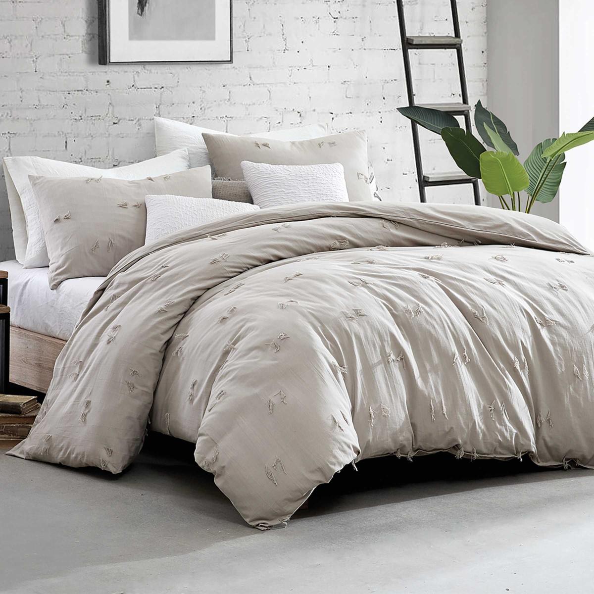 Textured Fringe Cotton Bedding by DKNY in Grey – image 1