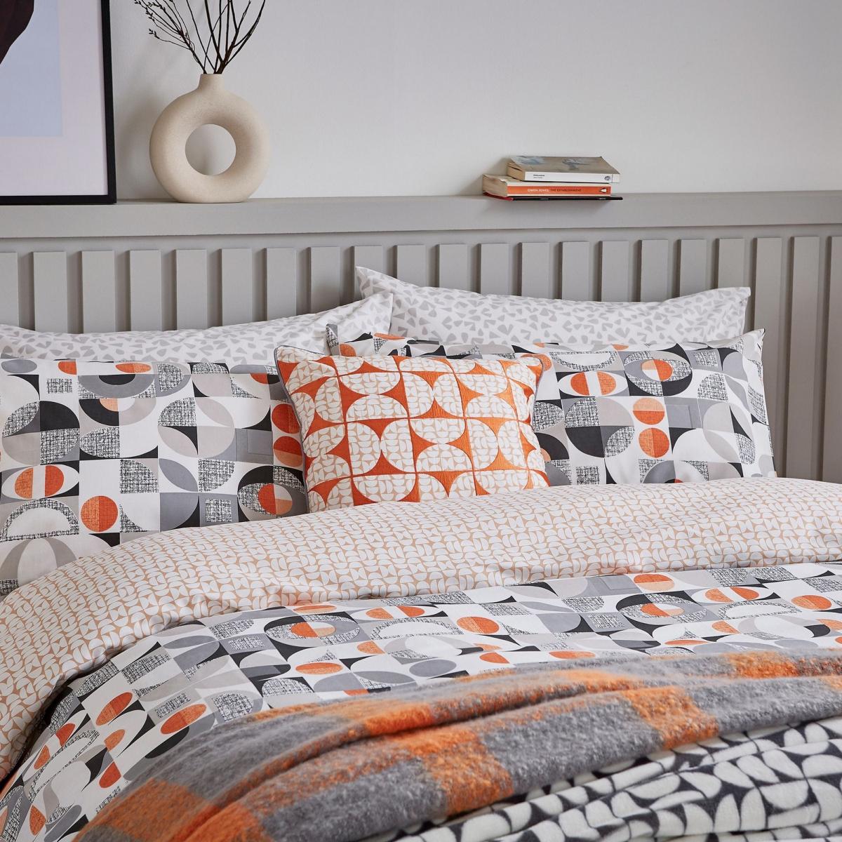 Tolka Geometric Bedding by Helena Springfield in Mono Orange – image 2