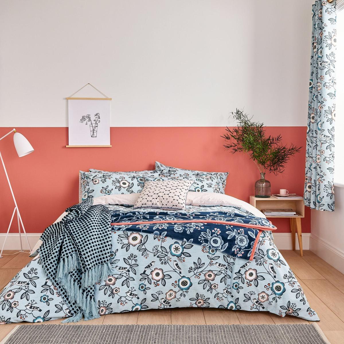 Jay Bird Floral Bedding by Helena Springfield in Sky Blue – image 1