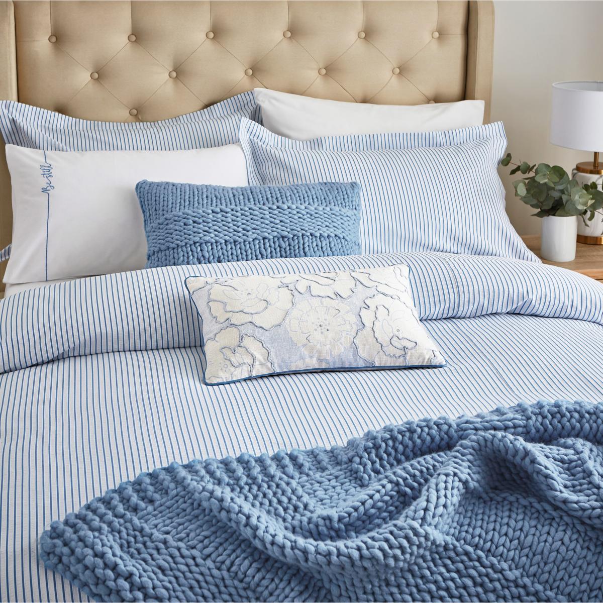 Be Still Candy Stripe Bedding by Katie Piper in Blue – image 1