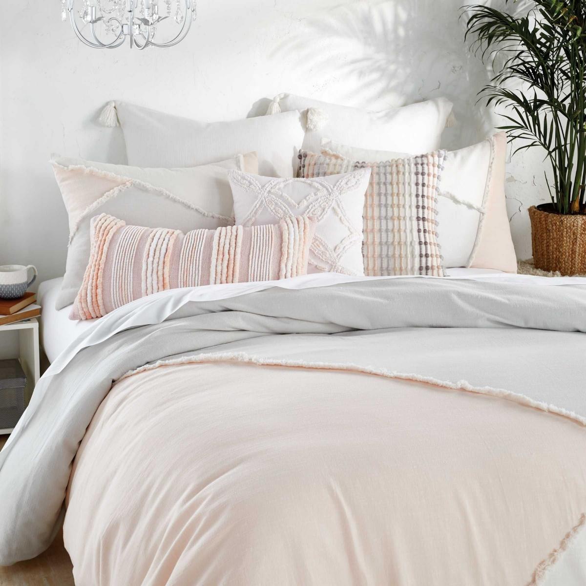 Colorblock Fringe Bedding and Pillowcase By Peri Home Pink Multi – image 2