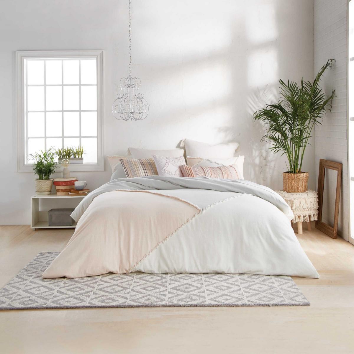 Colorblock Fringe Bedding and Pillowcase By Peri Home Pink Multi – image 1