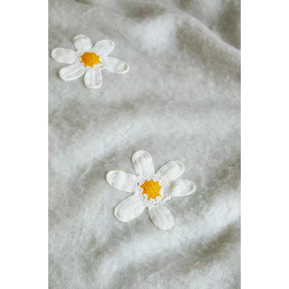 Urban Outfitters Embroidered Ecru Cosy Blanket - Neutral 150cm x 125cm – image 5